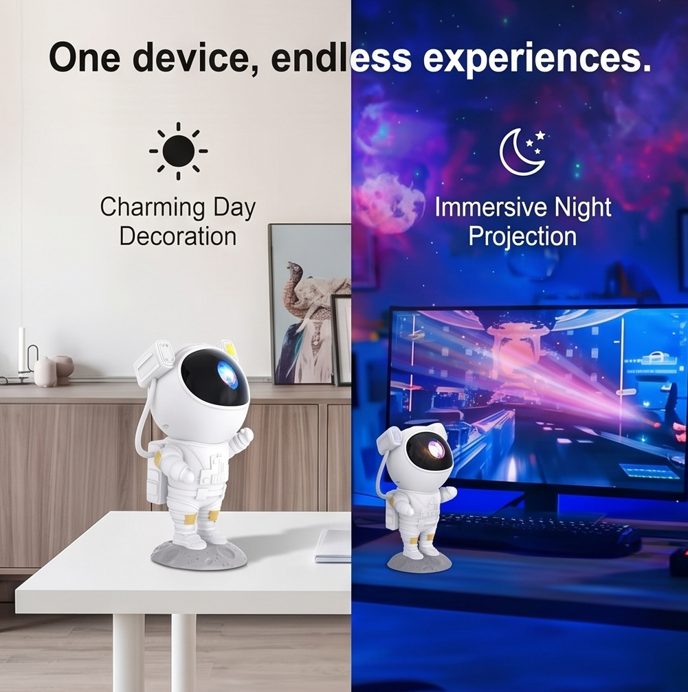 Astronaut Galaxy Projector Night Light – 360° Rotating Nebula Star Projector with Remote Control, Timer & Adjustable Head – LED Space Lamp for Kids’ Bedroom, Gaming Room, Home & Party Décor