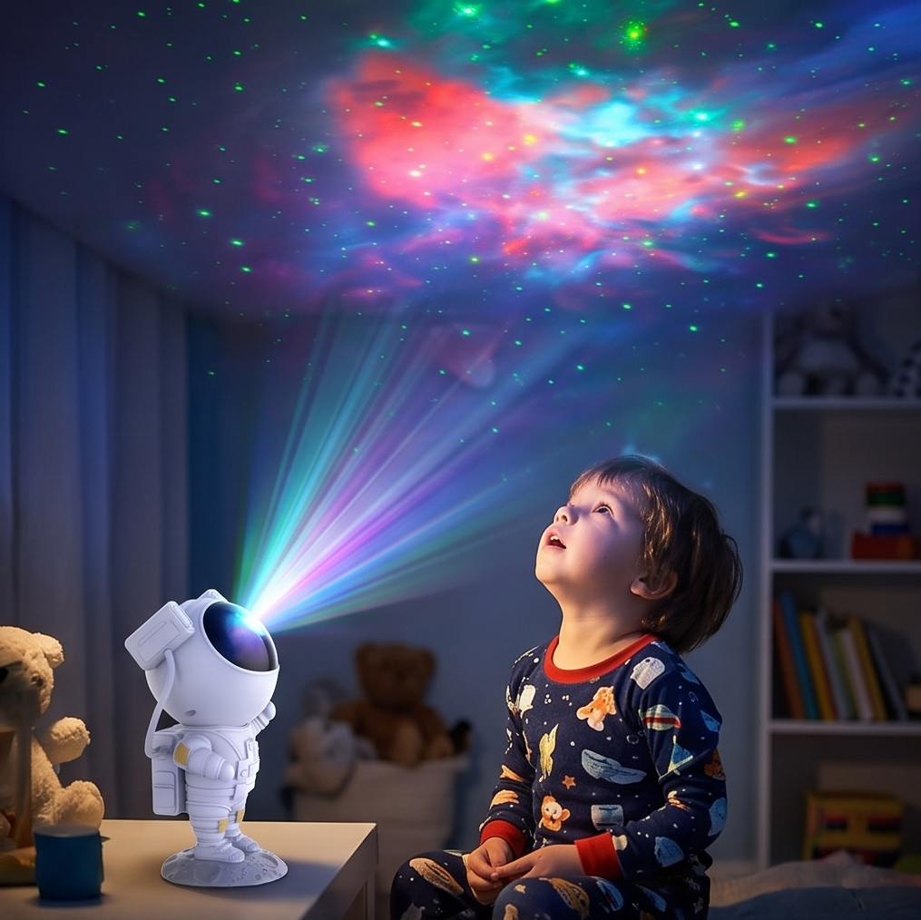 Astronaut Galaxy Projector Night Light – 360° Rotating Nebula Star Projector with Remote Control, Timer & Adjustable Head – LED Space Lamp for Kids’ Bedroom, Gaming Room, Home & Party Décor